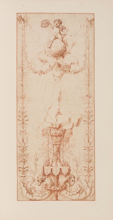Gilles-Paul CAUVET - Design for a Decorative Panel with a Cherub Seated on a Globe | MasterArt
